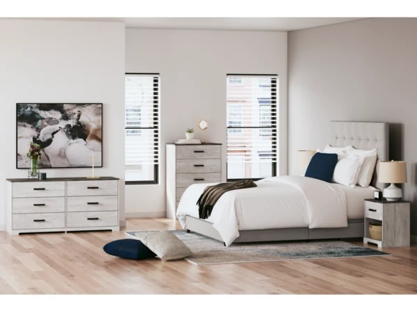 B130-581-EB4121-231-245-291-AGR Nuvo Queen Upholstered Bed with Square Button Tufting